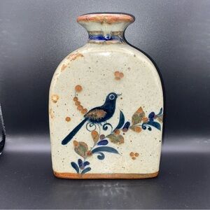 Jorge Wilmot Tonala Mexican pottery vase With Black Bird